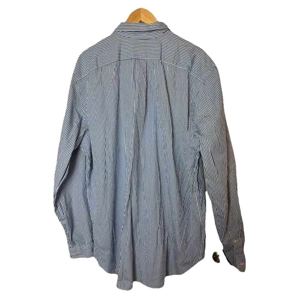 Ralph Lauren XLT  Blue & White Stripe Long/Sl‎ Button Up Sport Shirt PONY